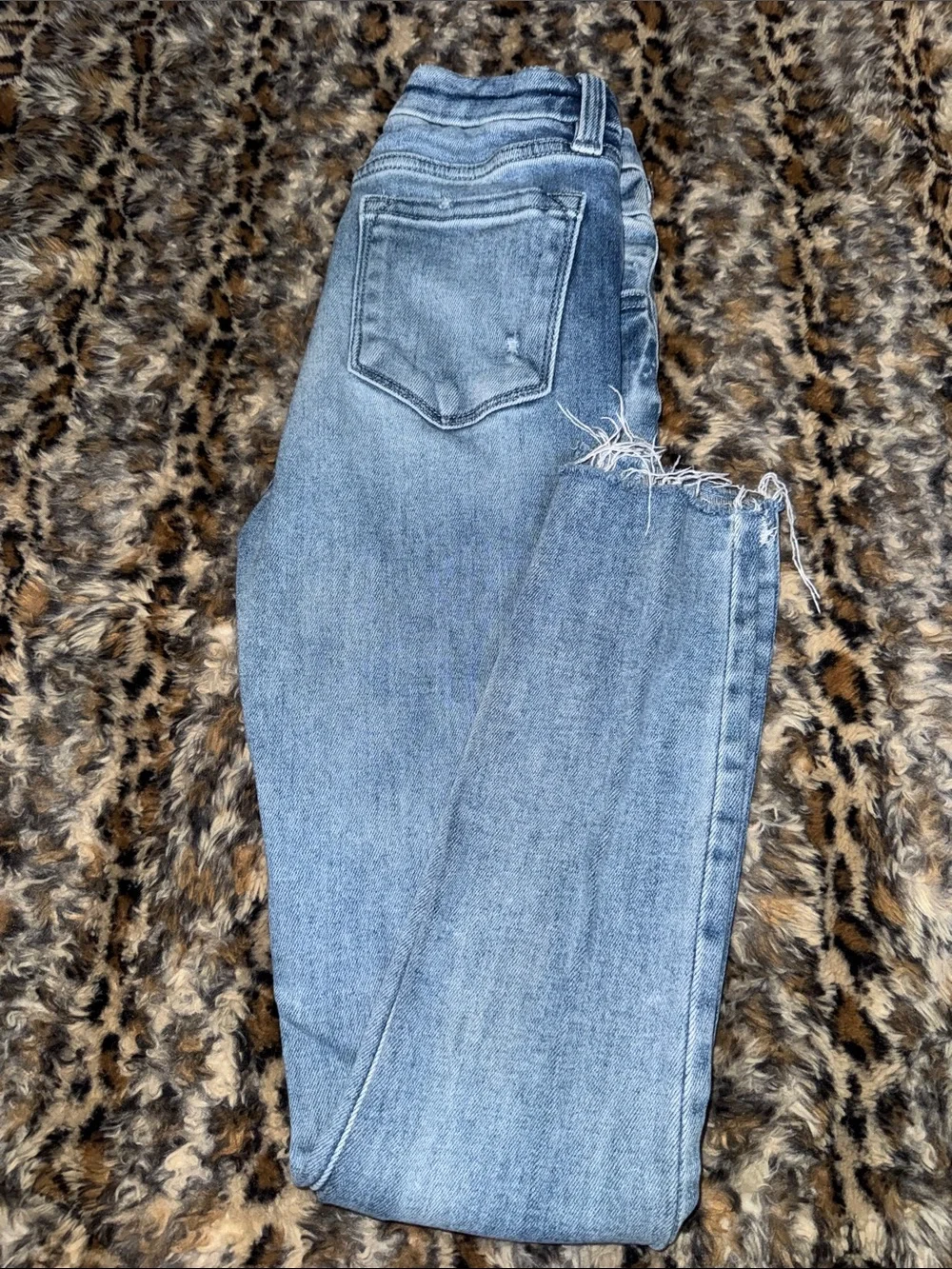 KanCan Light Blue Girls' Raw Hem Jeans